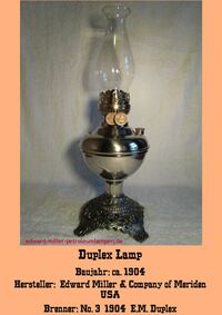 E. Miller Lamps Kerosene Lamp